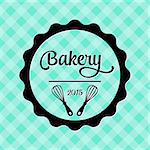 Black vector bakery label isolated on mint background