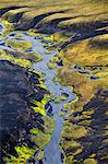 Riverbed in rocky landscape, Iceland