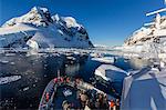 The Lindblad Expeditions ship National Geographic Explorer in the Lemaire Channel, Antarctica, Polar Regions