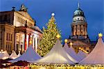 The Gendarmenmarkt Christmas Market, Theatre, and French Cathedral, Berlin, Germany, Europe