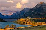 The Prince of Wales Hotel at Sunrise, Waterton Lakes National Park, Alberta, Canada, North America