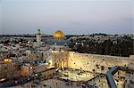 View over the Western Wall (Wailing Wall) and the Dome of the Rock Mosque, UNESCO World Heritage Site, Jerusalem, Israel, Middle East