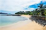 Sandy beach of a four star hotel in Ilheu das Rolas, Sao Tome and Principe, Atlantic Ocean, Africa
