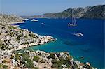 Coastline looking to Kekova, Ucagiz, near Kas, Lycia, Antalya Province, Mediterranean Coast, Southwest Turkey, Anatolia, Turkey, Asia Minor, Eurasia