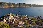 View over castle and Kekova, Simena (Kalekoy), near Kas, Lycia, Antalya, Mediterranean Coast, Southwest Turkey, Anatolia, Turkey, Asia Minor, Eurasia