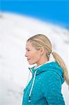 Side profile of a woman looking away, Crans-Montana, Swiss Alps, Switzerland