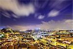 Lisbon, Portugal skyline at night.