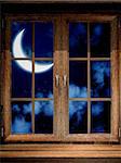 Wooden window and moon