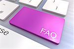 A Colourful 3d Rendered Illustration showing a FAQ Concept on a Computer Keyboard