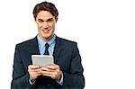 Business professional browsing on tablet pc