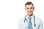 Smiling happy young physician with stethoscope