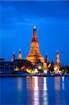Wat Arun Ratchawararam Ratchawaramahawihan or Wat Arun in Twilight Time, Bangkok, Thailand.