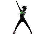 one african man exercising fitness zumba dancing in silhouette on white background