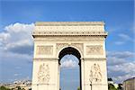 Paris, France - famous Triumphal Arch located at the end of Champs-Elysees street. UNESCO World Heritage Site.