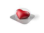 Red heart pill in blister