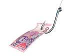 Banknote on the fishing hook. Loan concept.