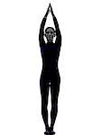 woman exercising Urdhva Hastasana Upward Salute pose yoga silhouette shadow white background