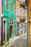 Quaint alleyway scene in Porto, Portugal.