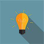 Idea Bulb Flat Icon with Long Shadow, Vector Illustration EPS10