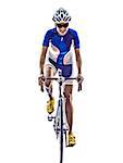 woman triathlon ironman athlete  cyclist cycling on white background