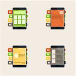 Set of four flat  interface concept for web and mobile phone services and apps