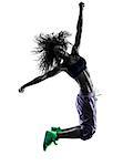 one african woman woman zumba dancer dancing exercises  in studio silhouette isolated on white background