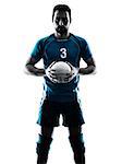 one caucasian man volleyball in studio silhouette isolated on white background