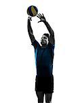 young volley ball player man in silhouette white background