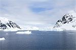 View of icebergs and mountains, Neko Harbor, Andvord Bay, Antarctica