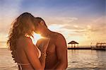 Couple hugging on vacation, Ari Atoll, Maldives