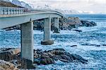 View of coastal bridge, Reine, Lofoten, Norway
