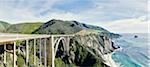 View of coast and Bexby bridge on highway 1, Big Sur, California, USA