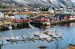 Fishing boats in harbour, Reine, Lofoten, Norway