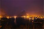 Fishing village at night, Reine, Lofoten, Norway