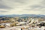 Distant view of Tiger mountain from Lincoln Square, Seattle, Washington State, USA