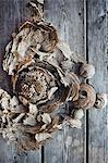 Dried decorations on wooden background