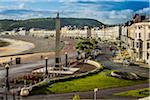 Coastal shoreline with War Memorial Obelisk, Llandudno, Conwy County, Wales, United Kingdom