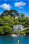 Sailboat and House, Fowey, Cornwall, England, United Kingdom