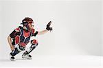 Baseball catcher against white background