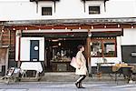 Young Japanese woman enjoying trip in Kawagoe, Japan