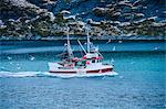 Fishing boat on sea, Reine, Norway