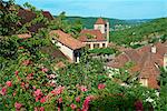 Europe, France, Lot,  general view of Saint Cirq Lapopie village