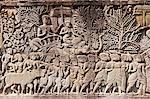 Camdodia, Siem Reap Province, Siem Reap Town, Angkor Temples, Site World Heritage of Humanity by Unesco in 1992, Bayon temple (13th century), sculpted bas-relief of an elephant fighting for the Khmer army