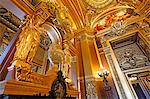 France,Paris. 9th district. Palais Garnier, Paris Opera. The Grand Foyer. View of the fireplace (left) and decoration.