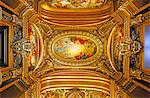 France,Paris. 9th district. Palais Garnier, Paris Opera. The Grand Foyer. View ceilings.