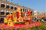 China,Macau,Senado Square with Display of Chinese New Year Decorations