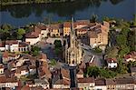 France, Lot-et-Garonne (47), Fumel is located in the Lot Valley, (aerial view)