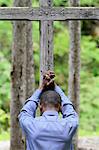 African pilgrim praying. France.