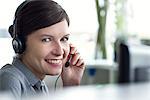 Receptionist smiling cheerfully