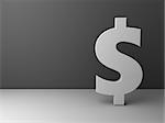 3d illustration of dollar sign grayscale background